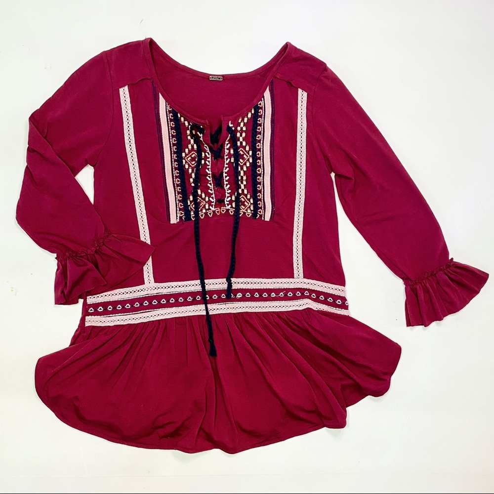 Burgundy boho top.